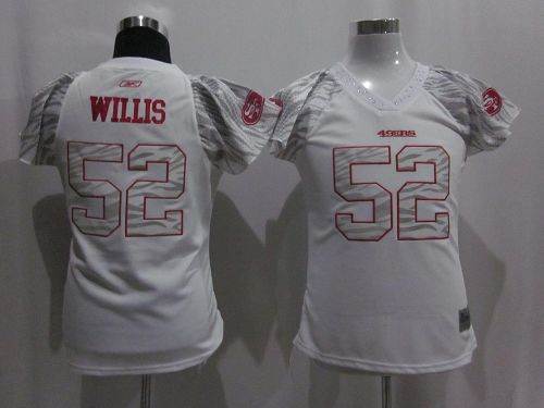 49ers #52 Patrick Willis White Women's Zebra Field Flirt Stitched NFL Jersey